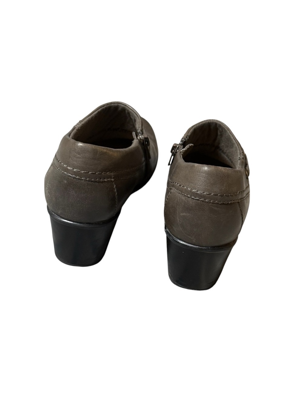 Clarks Genette Danby Gray Leather Booties Shooties Heel Women's Size 6M - Picture 5 of 8